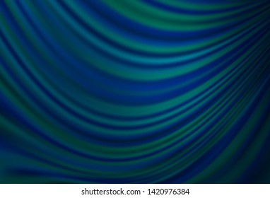 Dark BLUE vector background with bent ribbons. A vague circumflex abstract illustration with gradient. The best blurred design for your business.