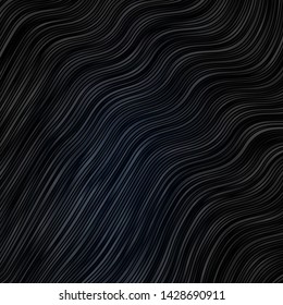 Dark BLUE vector background with bent lines. Illustration in abstract style with gradient curved.  Smart design for your promotions.