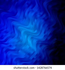 Dark BLUE vector background with bent lines. Gradient illustration in simple style with bows. Pattern for booklets, leaflets.