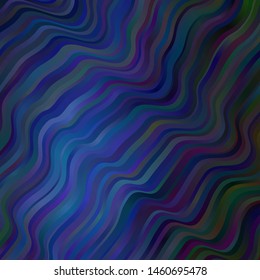 Dark BLUE vector background with bent lines. Colorful illustration, which consists of curves. Pattern for websites, landing pages.