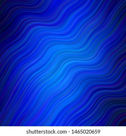 Dark BLUE vector background with bent lines. Bright sample with colorful bent lines, shapes. Pattern for ads, commercials.
