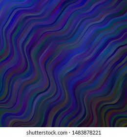 Dark BLUE vector background with bent lines. Colorful illustration with curved lines. Best design for your posters, banners.