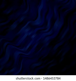 Dark BLUE vector background with bent lines. Colorful illustration in circular style with lines. Best design for your posters, banners.