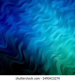 Dark BLUE vector background with bent lines. Gradient illustration in simple style with bows. Pattern for booklets, leaflets.