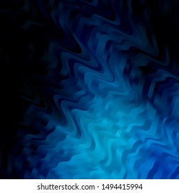 Dark BLUE vector background with bent lines. Colorful illustration, which consists of curves. Smart design for your promotions.