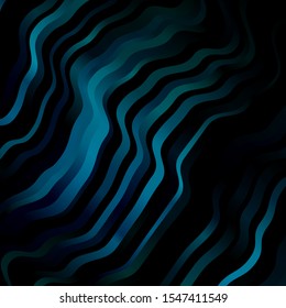 Dark BLUE vector background with bent lines. Colorful abstract illustration with gradient curves. Pattern for websites, landing pages.