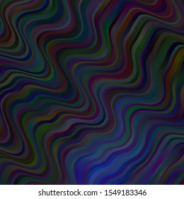 Dark BLUE vector background with bent lines. Gradient illustration in simple style with bows. Best design for your ad, poster, banner.