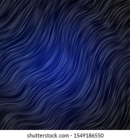 Dark BLUE vector background with bent lines. Colorful illustration in circular style with lines. Pattern for websites, landing pages.