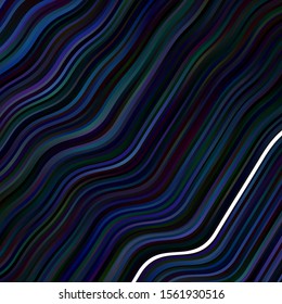 Dark BLUE vector background with bent lines. Abstract illustration with bandy gradient lines. Pattern for ads, commercials.