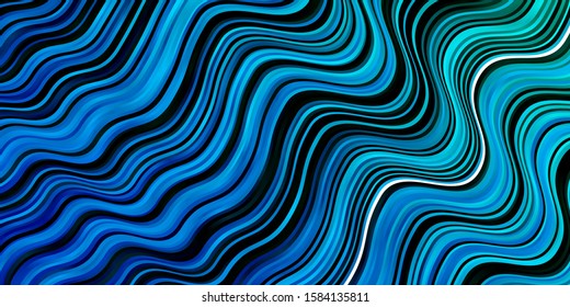 Dark BLUE vector background with bent lines. Bright sample with colorful bent lines, shapes. Template for your UI design.