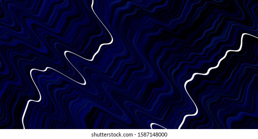 Dark BLUE vector background with bent lines. Abstract illustration with bandy gradient lines. Pattern for websites, landing pages.