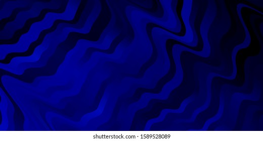 Dark BLUE vector background with bent lines. Colorful geometric sample with gradient curves.  Pattern for websites, landing pages.