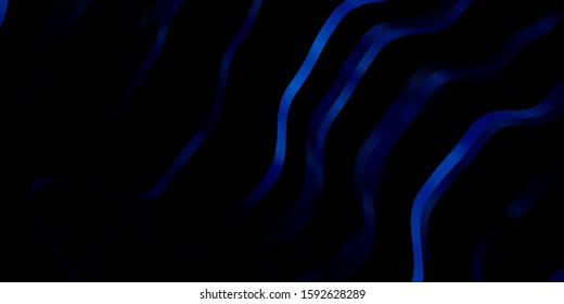 Dark BLUE vector background with bent lines. Abstract illustration with bandy gradient lines. Smart design for your promotions.
