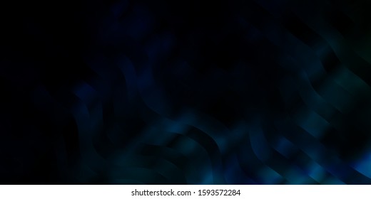 Dark BLUE vector background with bent lines. Bright illustration with gradient circular arcs. Template for cellphones.
