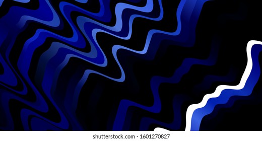 Dark BLUE vector background with bent lines. Gradient illustration in simple style with bows. Template for your UI design.
