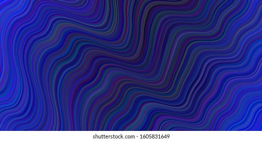 Dark BLUE vector background with bent lines. A completely new colorful illustration in simple style. Brand new design for your ads, poster, banner.