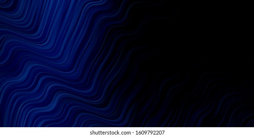 Dark BLUE vector background with bent lines. Colorful geometric sample with gradient curves.  Pattern for websites, landing pages.