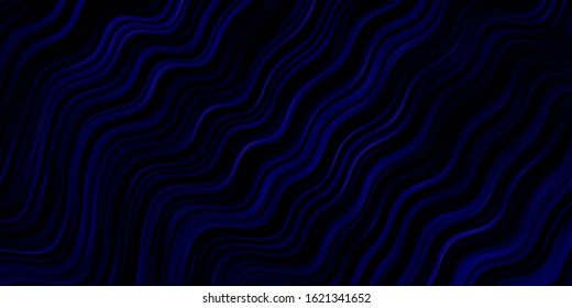 Dark BLUE vector background with bent lines. Abstract gradient illustration with wry lines. Pattern for websites, landing pages.