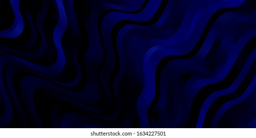 Dark BLUE vector background with bent lines. Colorful abstract illustration with gradient curves. Template for cellphones.