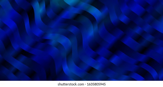 Dark BLUE vector background with bent lines. Abstract illustration with gradient bows. Best design for your posters, banners.