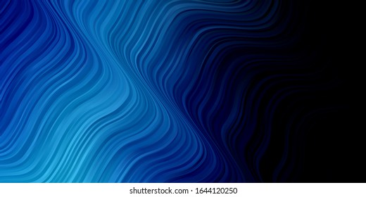 Dark BLUE vector background with bent lines. Colorful abstract illustration with gradient curves. Template for your UI design.