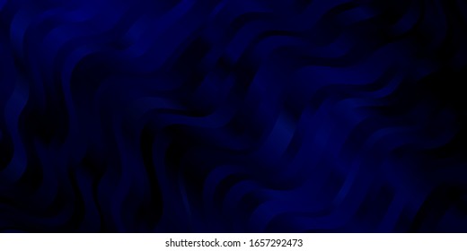 Dark BLUE vector background with bent lines. Colorful abstract illustration with gradient curves. Template for cellphones.