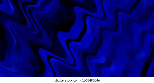 Dark BLUE vector background with bent lines. Illustration in abstract style with gradient curved.  Design for your business promotion.