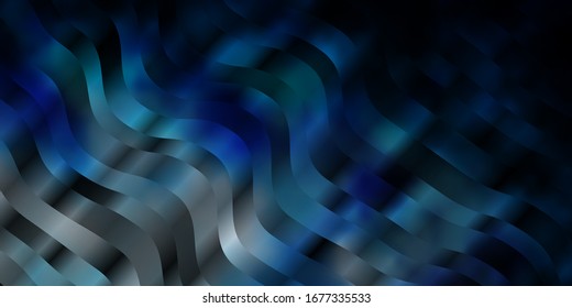 Dark BLUE vector background with bent lines. Bright illustration with gradient circular arcs. Template for your UI design.