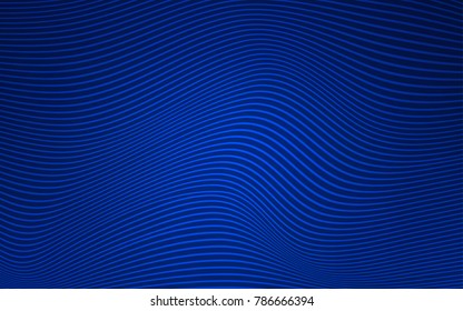 Dark BLUE vector background with bent ribbons. Shining crooked illustration of lines in a brand-new style. The best blurred design for your business.