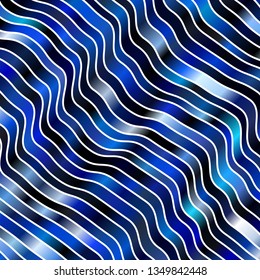 Dark BLUE vector background with bows. Colorful abstract illustration with gradient curves. Smart design for your promotions.