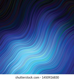 Dark BLUE vector background with bows. Colorful illustration with curved lines. Pattern for commercials, ads.