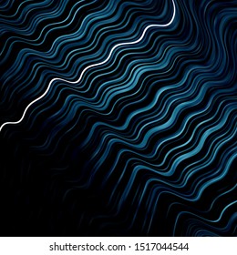 Dark BLUE vector background with bows. Abstract illustration with bandy gradient lines. Pattern for websites, landing pages.