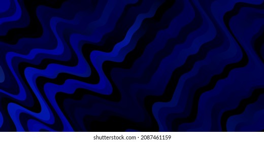 Dark BLUE vector background with bows. Colorful geometric sample with gradient curves.  Smart design for your promotions.