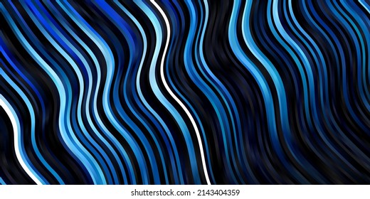 Dark BLUE vector background with bows. Bright sample with colorful bent lines, shapes. Pattern for websites, landing pages.