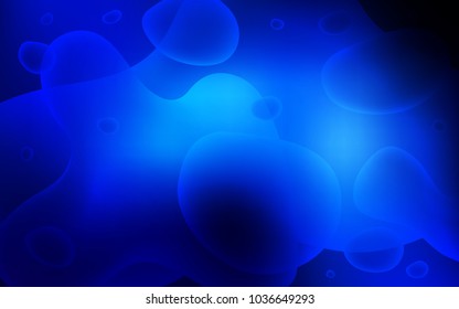 Dark BLUE vector background with bubble shapes. Creative illustration in halftone memphis style with gradient. The template for cell phone backgrounds.