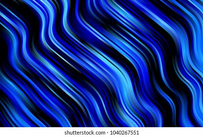 Dark BLUE vector background with bubble shapes. Modern gradient abstract illustration with bandy lines. Marble design for your web site.