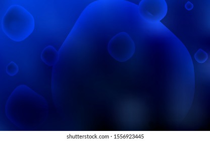 Dark BLUE vector background with bubble shapes. Geometric illustration in memphis style with gradient.  Memphis design for your web site.