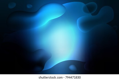 Dark BLUE vector background with bubble shapes. Colorful abstract illustration with gradient lines. New composition for your brand book.