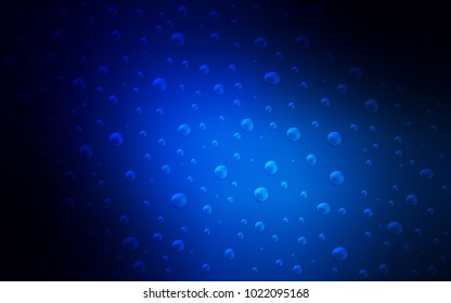 Dark BLUE vector background with bubbles. Blurred bubbles on abstract background with colorful gradient. Beautiful design for your business natural advert.