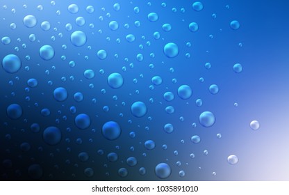 Dark BLUE vector background with bubbles. Glitter abstract illustration with blurred drops of rain. The pattern can be used for ads, leaflets of liquid.