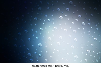 Dark BLUE vector background with bubbles. Abstract illustration with colored bubbles in nature style. Pattern can be used as texture of water, rain drops.