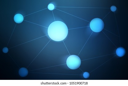 Dark BLUE vector background with bubbles, lines. Colorful illustration with circles and lines in futuristic style. Pattern can be used as texture of wallpapers.