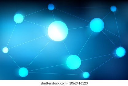 Dark BLUE vector background with bubbles, lines. Colorful illustration with circles and lines in futuristic style. New design for ad, poster, banner of your website.