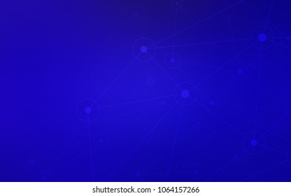 Dark BLUE vector background with bubbles, lines. Design with connection of dots and lines on colorful background. Beautiful design for your business advert.