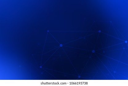 Dark BLUE vector background with bubbles, lines. Design with connection of dots and lines on colorful background. Pattern can be used for beautiful websites.