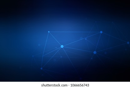 Dark BLUE vector background with bubbles, lines. Design with connection of dots and lines on colorful background. Beautiful design for your business advert.