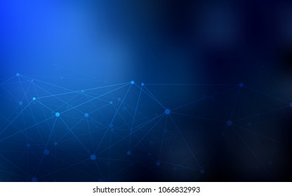 Dark BLUE vector background with bubbles, lines. Glitter abstract illustration with connection of triangle structure. Beautiful design for your business advert.