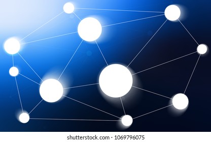 Dark BLUE vector background with bubbles, lines. Modern abstract colorful illustration with spheres and lines. New design for ad, poster, banner of your website.