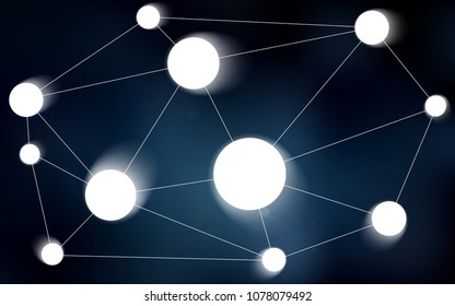 Dark BLUE vector background with bubbles, lines. Modern abstract colorful illustration with spheres and lines. Beautiful design for your business advert.