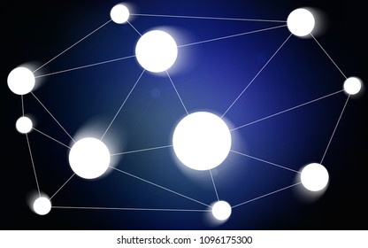 Dark BLUE vector background with bubbles, lines. Abstract illustration with colorful discs and triangles. New design for ad, poster, banner of your website.